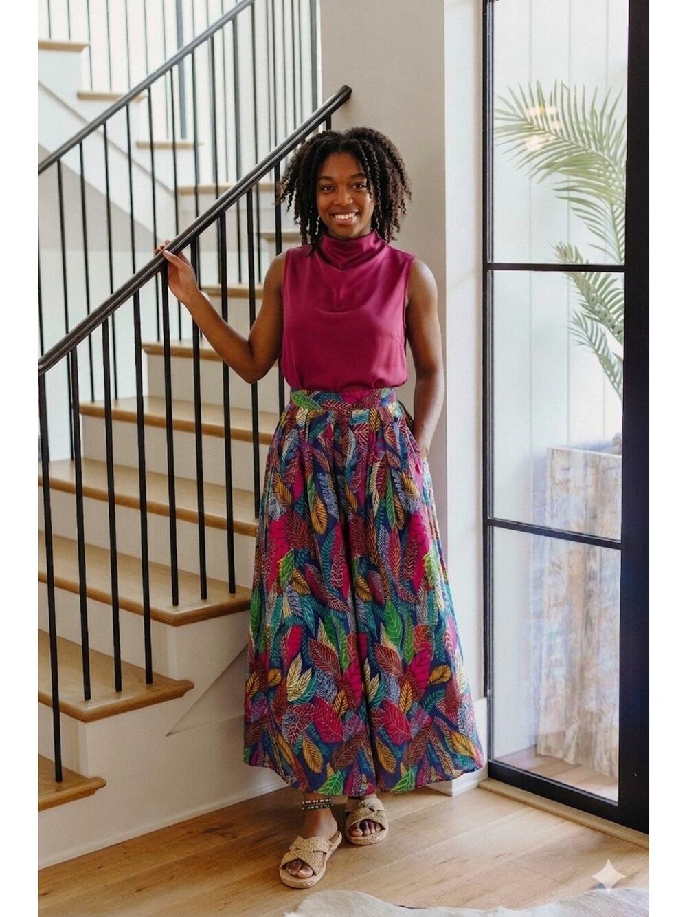 Francis + Benedict Cotton Blue Pink Floral Maxi Skirt NWT XS